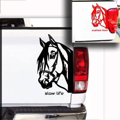 CUSTOM TEXT HORSE HEAD SHOW Decal Horses Sticker Car Truck Trailer Window • $12.98