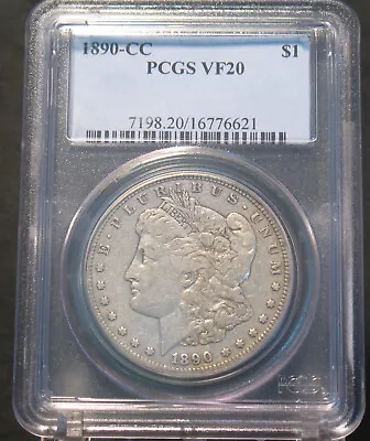 1890-CC U.S. Morgan Silver Dollar $1 PCGS VF20 90% Silver Carson City • $194.75