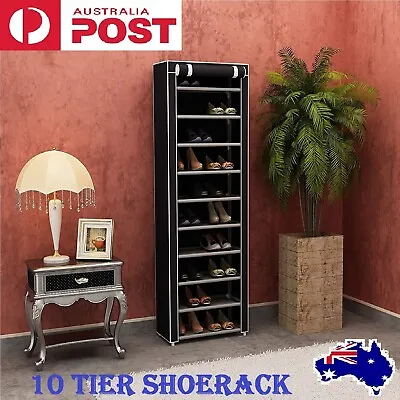 $39.99 • Buy NEW 10-Tier Shoe Rack Portable Storage Cabinet Organiser Wardrobe Dustproof AUS