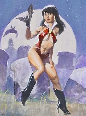 Original Mike Hoffman Gorgeous Vampirella  Pin Up Sci Fi Painting Pinup Art  • $516.75