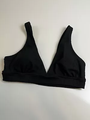 Aerie Women's Textured Plunge Longline Triangle Bikini Swim Top Black XL NWOT • £11.58