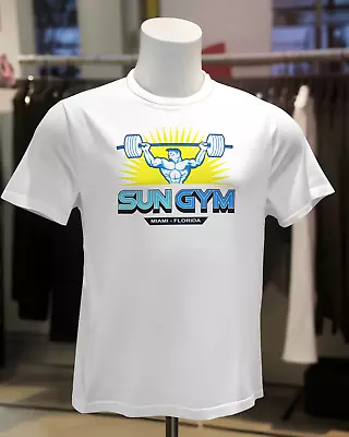 Sun Gym Miami Old School Bodybuilding Vintage Logo Workout T-Shirt Sz S M L XL • $14.95