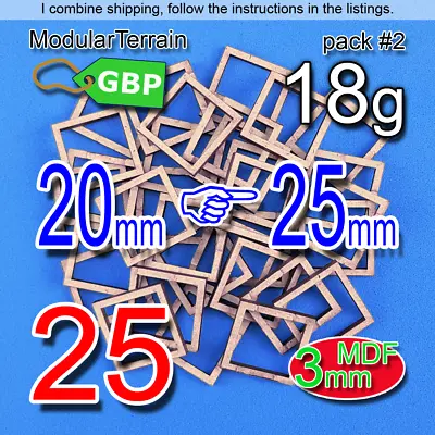 25x Adapter 20mm To 25mm Square Base 3mm MDF Warhammer 40K AOS The Old World • £4.20