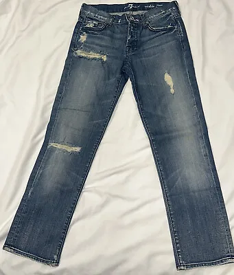 Women's 7 For All Mankind Rickie Classic Boyfriend Jeans - Size 24 • $19.99