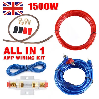 1500W Power Cable 8AWG GAUGE Car Amp Audio Amplifier Cable Subwoofer Wiring Kit • £6.37