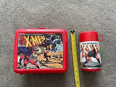 Vintage 1992 Aladdin THE UNCANNY X-MEN Lunchbox With Thermos Red Plastic • $26.98