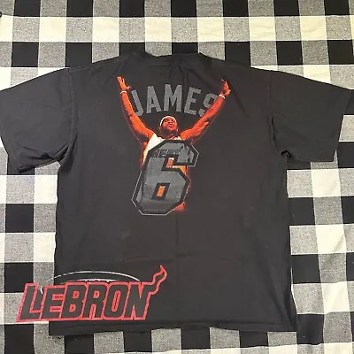 Majestic Men's Miami Heat #6 LeBron James Black Graphic T-shirt Size XL • $15