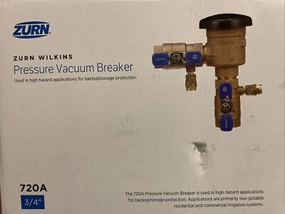 $79.99 • Buy Zurn Wilkins 34-720A Pressure Vacuum Breaker 3/4-Inch Assembly New