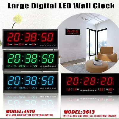 Large Digital LED Alarm Calendar Clock Date Temperature Jumbo Display Wall Mount • $33.98