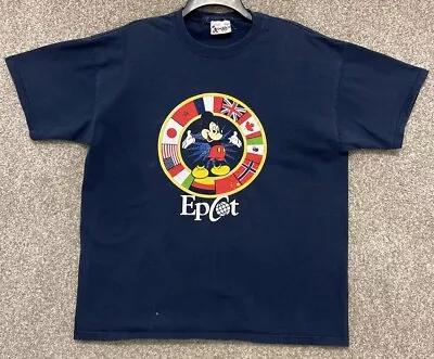 Vintage 90s Walt Disney World Mickey Mouse Epcot Double Sided T-Shirt Size Large • $19.99