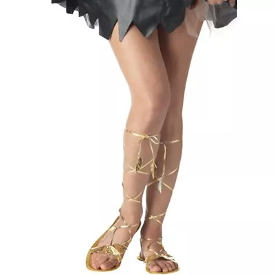 Goddess Sandals Womens Costume Gold Roman Greek Egyptian Halloween Shoes Adult • $18.68