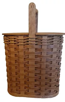 Vintage Woven Wood & Wicker Basket Yarn Crochet Knitting With Handle • $39.95