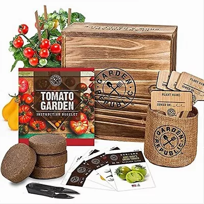 Garden Republic Tomato Garden Grow Kit In Wooden Box Heirloom Seeds • $15