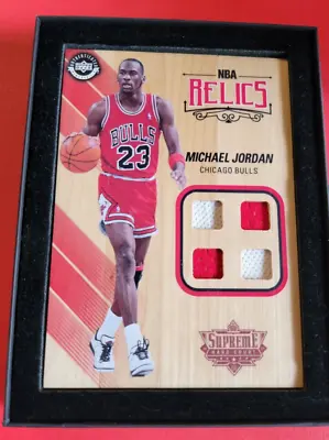Michael Jordan Game Used Jersey 23 & Floor Card 16-17 Ud Supreme Hardcourt Bulls • $649.95