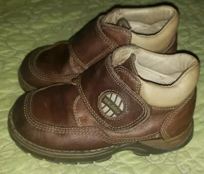 Pablosky Boys Size 6.5 (23) Dark Brown/tan Leather Boots Made In Spain • $30