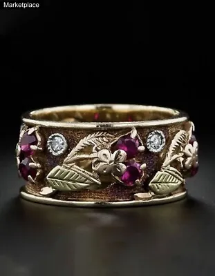 Brighton Museum Gold 7 Ring 18K Diamond Ruby Flower Women New Plated Size • $25.89