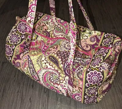 Vera Bradley Duffel Bag In Very Berry Paisley Pattern Pink Travel Weekender 22  • $29.99