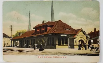 Erie R.R. Station Middletown New York C1910 Postcard R15 • $6.95