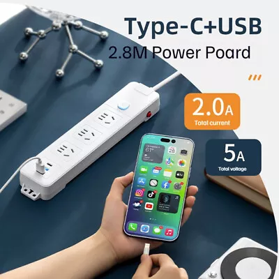 2 USB Charging Power Board 4 Way Outlets Socket Charger Ports Surge Protector • $18.56