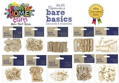 BARE BASICS Wooden Embellishments - Crowns KeysLetters Beads Hearts Leaves • £3.99