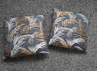 Dunelm Palm Charcoal Cushion Cover Pair Home Made • £30