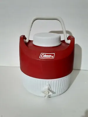 $18 • Buy Vintage Coleman Red & White Water Jug One Gallon With Cup In Lid