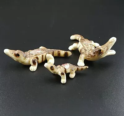 Vintage Bone China Alligators Family Miniature Figurines Japan  • $12.95