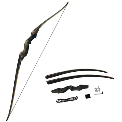 60  Archery Longbow Takedown American Hunting Recurve Bow 25-60lbs Bamboo Core • $102.45