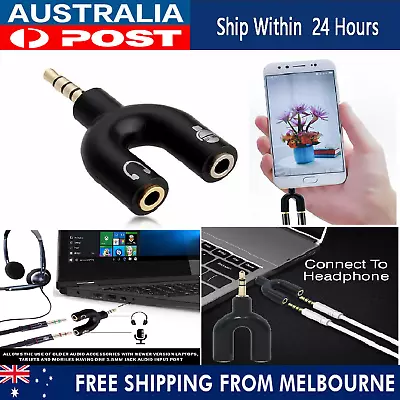 3.5 Mm Stereo Audio To Headset Mic Jack Plug Y Adapter Mobile Phone Splitter AU • $7.49