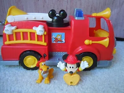 Disney Mickey Mouse Fire Engine Fire Truck Toy Lights & Sounds-Just Play 2 Figur • $15.99
