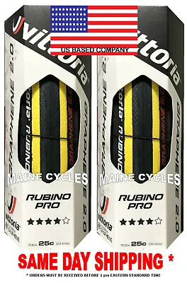 Vittoria Rubino Pro G 2.0 Graphene Clincher 700 X 25 Yellow / Black   USA BASED • $43.90