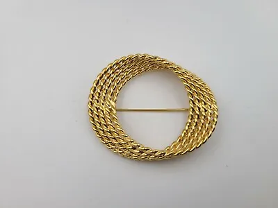 Vintage Monet Gold Tone Textured Circle Brooch B30 • $9.99