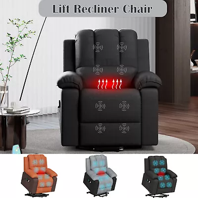 Electric Lift Recliner Chair Heated Vibration Massage Remote Sofa For Elderly • $444.99