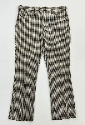 VTG 60s Haggar Double Knit Slacks Flare Houndstooth Trousers Pants 35x32 Green • $39.99