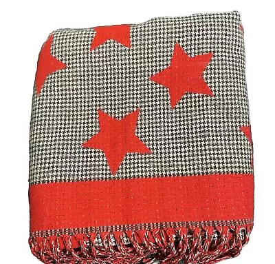 NWT Women Cabi Vega  Black & Red Houndstooth Star Fringe-Trim Scarf Wrap • $49.95