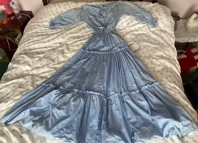Pretty Vintage Laura Ashley Dress-  1970s Original-  Size 10 - Long Blue Dress • £95