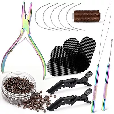 Hair Extension Tool Kit Silicone Micro Links Beads Stainless Steel Beads Pl... • $38.43