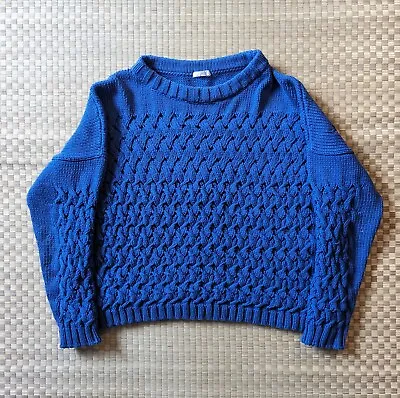 Malo Cotton Blend Knit Cropped Sweater Blue Women's Size Small Made In Italy • $140.04