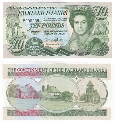 FALKLAND ISLANDS £10 Banknote (2011) P.18 - UNC • £38