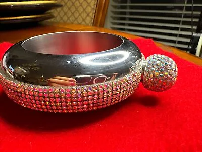 3.5oz Bracelet Flask Hidden Stainless Steel Faux Diamonds Wine Bangle Alcohol • $22