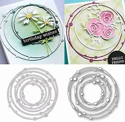 Spotty Circle Frame Metal Cutting Dies Scrapbooking Embossing Stencil Card DIY • £3.39