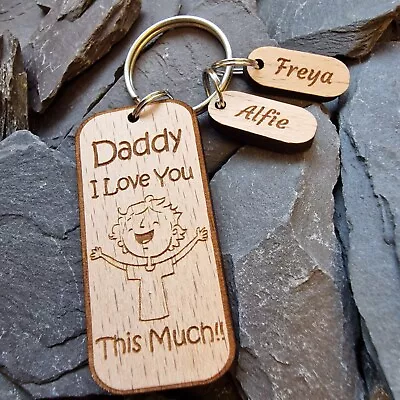 Personalised Gifts Daddy I Love You This Much Keyring Fathers Day Dad Grandad • £4.99