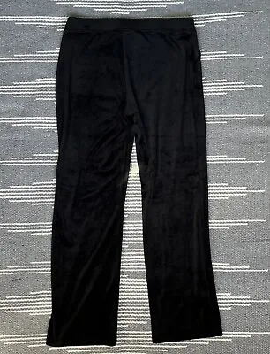 Juicy By Juicy Couture Black Velour Pants Women Sz L Pull On Wide Leg Soft EUC • $14