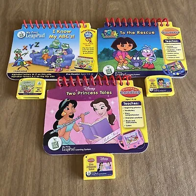 My First LeapPad Learning System Books & Cartridges Lot Of 3 ABCs Dora Disney • $6.99