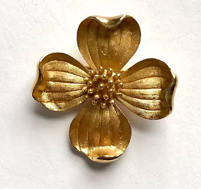 Vintage CROWN TRIFARI Gold Plate DOGWOOD Flower BROOCH • $22.50