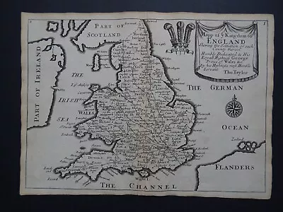 1716 Thomas Taylor Atlas Map  ENGLAND - Mapp Of Ye Kingdom Of England • $25.25