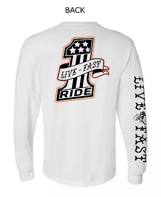 Motorcycle Long Sleeve T-shirt Graphic Live Fast Ride Biker Skull   • $19.99
