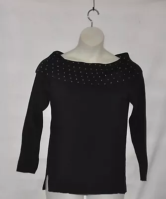 Quacker Factory Sparkle & Shine Marilyn Neck Sweater Size S Black • $18.19