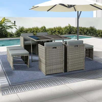 $731.42 • Buy Gardeon 9 PCS Outdoor Dining Set Table Chairs Patio Lounge Setting Furniture