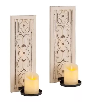Wooden Candle Sconce Wall Candle Holder - Wood Decorative Wall-Mount Pillar C... • £19.99